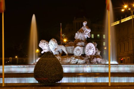 Fountain of the Cibeles, depicting the Roman goddess Cybele seated on a chariot drawn by two lions.