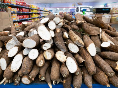 Photo for Raw cassava for sale in the market. - Royalty Free Image