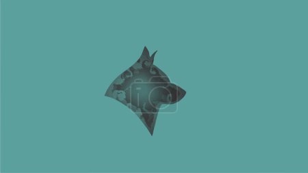 Illustration for Wolf head ornament paper cut design - Royalty Free Image