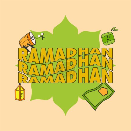Illustration for Ramadhan element cute character design - Royalty Free Image