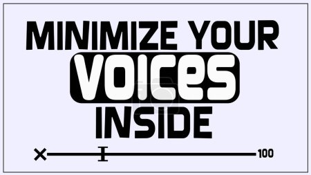 Téléchargez les illustrations : Minimisez vos voix à l'intérieur des affiches de texte pour les bibliothèques et les bureaux avec une illustration simple de réglage du volume - en licence libre de droit