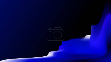 Téléchargez les illustrations : Côté bleu vagues 3d sur fond de présentation de l'espace de copie bleu foncé - en licence libre de droit