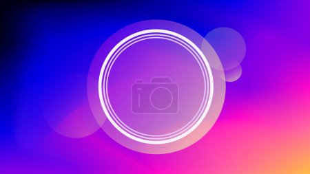 Illustration for Circle outlines on refracted light glowing circle frames text placeholder gradient twilight background - Royalty Free Image