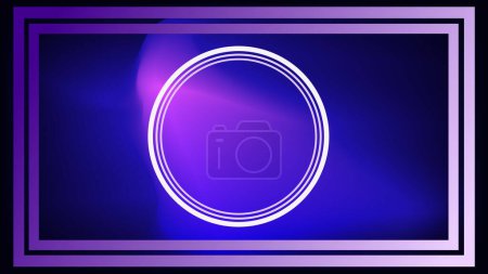 Illustration for Double frames with circle and rectnagle frames over purple colors dark night background copy space - Royalty Free Image