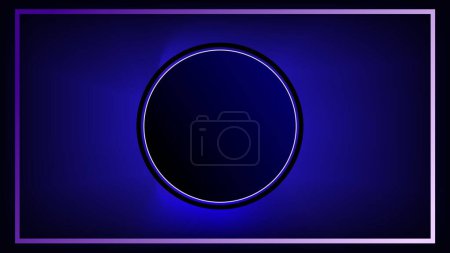 Illustration for Rectangle frame with circle over purple colors dark night background copy space - Royalty Free Image