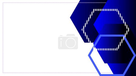 Illustration for Dark blue hexagons on the side of an empty white space for presentation backgrounds - Royalty Free Image