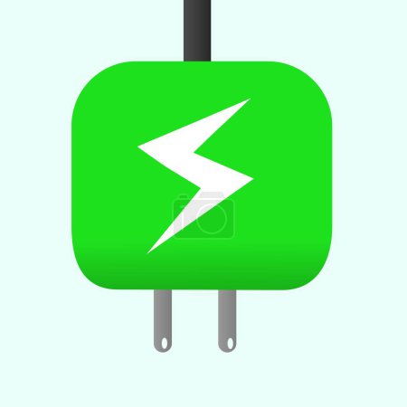 Simple icon green energy saving electricity charger illustration