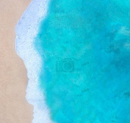 Photo for Beach and waves top view background - Royalty Free Image
