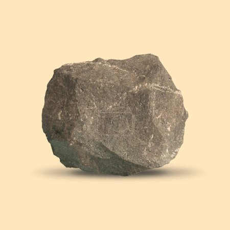 Photo for Gray stone isolated on yellow background - Royalty Free Image