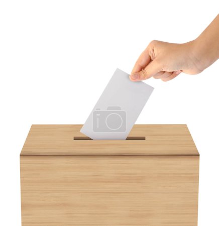 Photo for Woman person vote with ballot box - Royalty Free Image