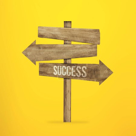 Photo for Signpost with arrows and success word on road, success concept artwork - Royalty Free Image