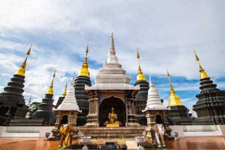 Photo for CHIANGMAI, THAILAND - July 21, 2019  : Beautiful pagoda with blue sky in Den Salee Sri Muang Gan temple, Thailand. - Royalty Free Image