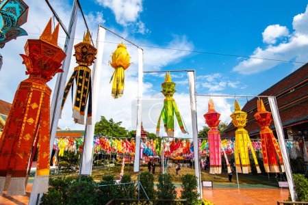 Photo for LAMPHUN, THAILAND - October 29, 2019 : Lamphun Lantern Festival in Phra That Hariphunchai temple, Lamphun province. - Royalty Free Image