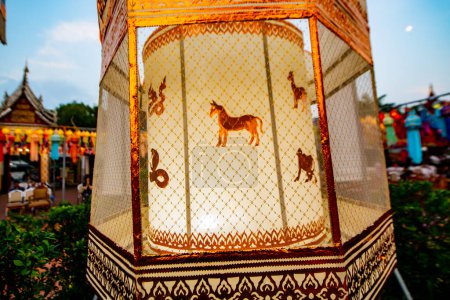 Photo for Lanna style lantern in Phra That Hariphunchai temple, Lamphun province. - Royalty Free Image