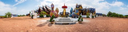 Photo for CHIANG MAI, THAILAND - April 24, 2020 : Panorama of Wat Den Salee Sri Muang Gan or Ban Den temple, Chiang Mai province. - Royalty Free Image