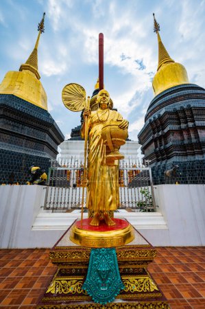 Photo for CHIANG MAI, THAILAND - April 24, 2020 : Khru Ba Thueng statue at Ban Den temple, Chiang Mai province. - Royalty Free Image