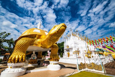 Die große Schildkrötenstatue im Pong Sunan Tempel, Thailand.