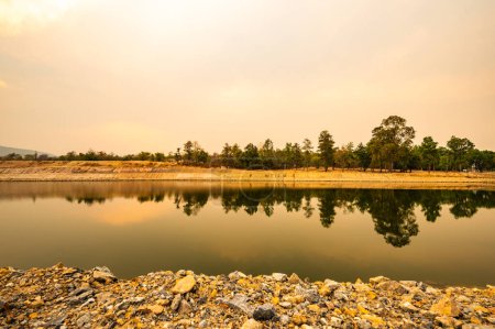 Photo for Reservoir with tree reflection in Chiang Mai province, Thailand. - Royalty Free Image