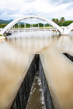 Photo for White bridge above Mae Tha river, Thailand. - Royalty Free Image