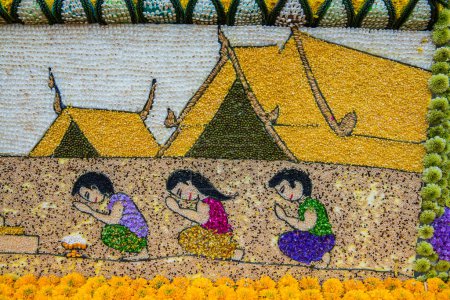 Photo for CHIANG MAI, THAILAND - February 4, 2018 : Beautiful handmade art of plant seeds in 42nd Chiang Mai Flower Festival, Thailand. - Royalty Free Image