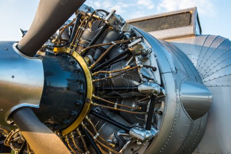 Close up of airplane engine, Thailand.