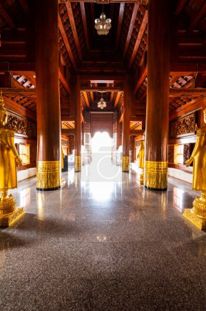 Photo for Lanna style building with sun light at Ban Den temple, Chiang Mai province. - Royalty Free Image