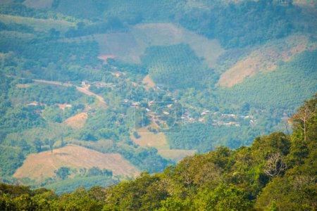 Photo for Top View of Country Village at Phu Chi Fa View Point, Thailand. - Royalty Free Image