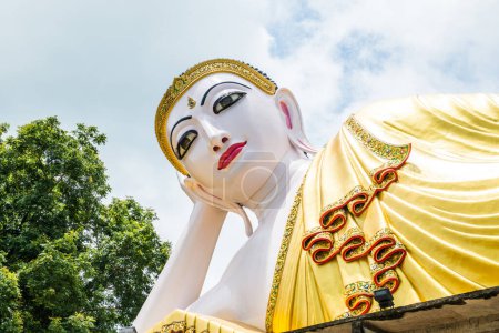 Photo for Beautiful reclining Buddha statue at Phra That Suthon Mongkhon Khiri temple, Thailand. - Royalty Free Image