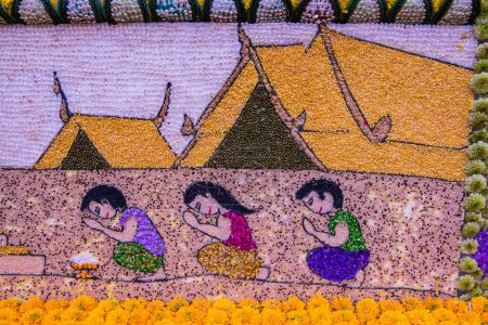 Photo for CHIANG MAI, THAILAND - February 4, 2018 : Beautiful handmade art of plant seeds in 42nd Chiang Mai Flower Festival, Thailand. - Royalty Free Image