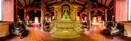 Photo for CHIANG MAI, THAILAND - May 11, 2020 : Emerald Buddha in Phra Sing Waramahavihan temple, Chiang Mai province. - Royalty Free Image