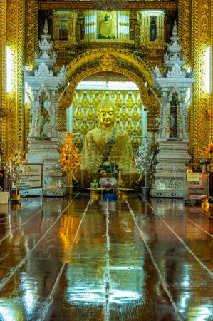 Photo for LAMPHUN, THAILAND - July 17, 2020 : Beautiful Buddha statue and beautiful church in San Pa Yang Luang temple, Lamphun province. - Royalty Free Image