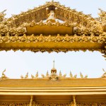 Some part of golden Thai church at Chachoengsao province, Thailand