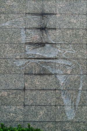 Photo for Seagull carving on granite wall, Thailand. - Royalty Free Image