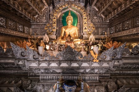 Beautiful Buddha Statue in Wat Sri Suphan (Silver Temple), Mai Province.