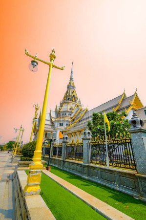 Beautiful Thai style church of Wat Sothon Wararam Worawihan in Chachoengsao Province, Thailand.