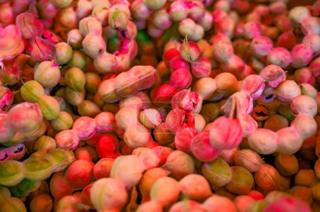 Background of Manila Tamarind on a fruit stand, Thailand.