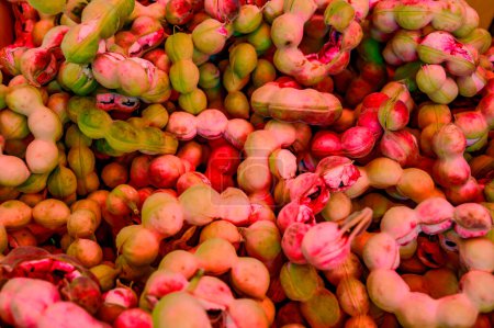 Background of Manila Tamarind on a fruit stand, Thailand.