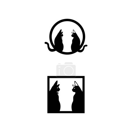 Illustration for Cats sign symbol icon . Circle cat silhouette . Cat square illustration - Royalty Free Image