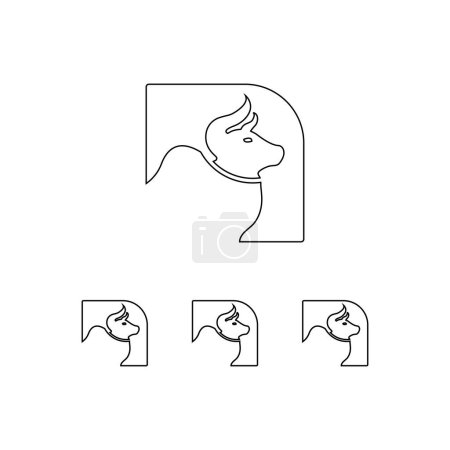 Photo for Line art bull animal logo template illustration - Royalty Free Image