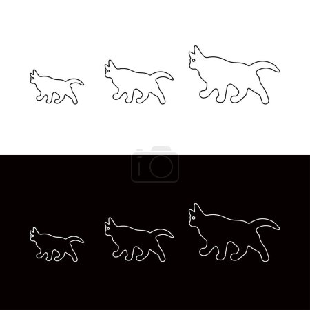 Photo for Running cat animal logo design . Line art cat illustration - Royalty Free Image