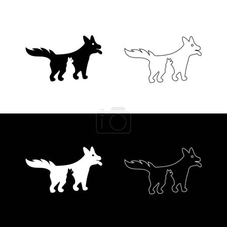 Illustration for Cat and dog animal vector logo template design - Royalty Free Image