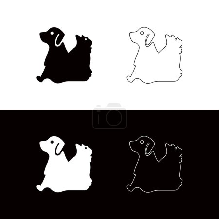 Illustration for Pet cat and dog animal logo design . Line art design - Royalty Free Image