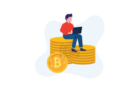 Bitcoin-Einkommen vollständig editierbare Vektorillustration