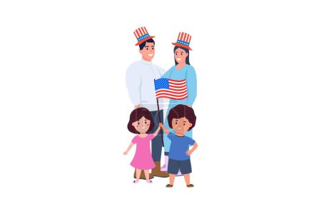 Illustration for Generational Pride Family Embracing Independence Day - Royalty Free Image