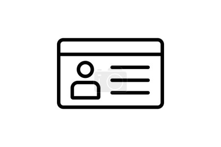Ilustración de User Card, Profile, Employee Card Vector Line Icon - Imagen libre de derechos