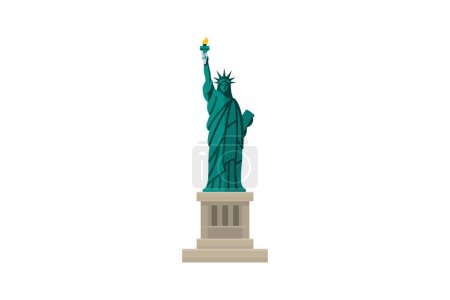 Téléchargez les illustrations : Statue de la Liberté Icône en Design Plat - en licence libre de droit