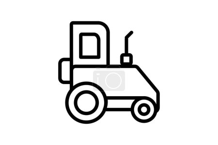 Téléchargez les illustrations : Puissant tracteur, agriculture Icône de ligne vectorielle - en licence libre de droit