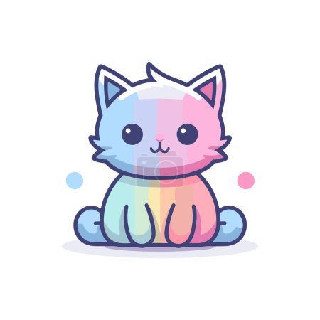 Téléchargez les illustrations : Compagnons de chat joyeux Icône de chats colorés mignons - en licence libre de droit