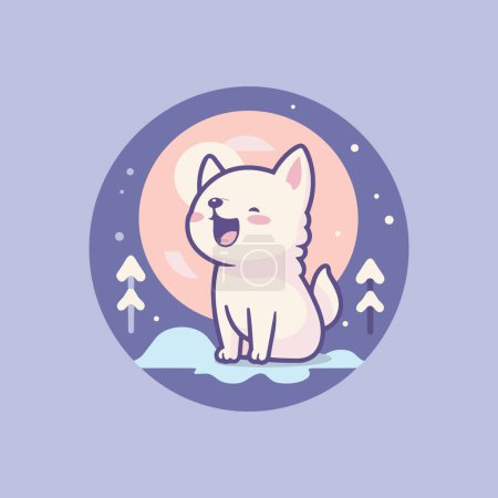 Illustration for Shadow Hunter wolf howling flat icon - Royalty Free Image