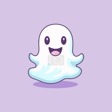 Illustration for Cute Halloween scary smiling ghost icon - Royalty Free Image